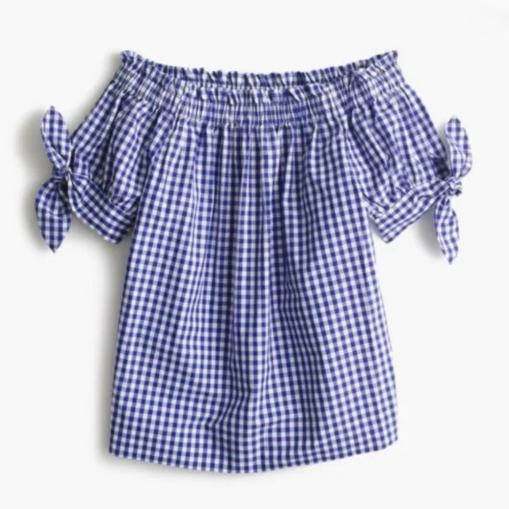 J.Crew Gingham Off the Shoulder Top